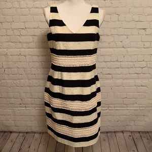 Just Taylor Black and Cream Striped Dress